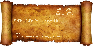 Sáfár Henrik névjegykártya